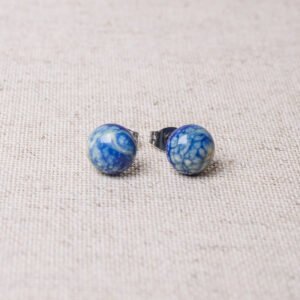 Ohrstecker blau/beige marmoriert