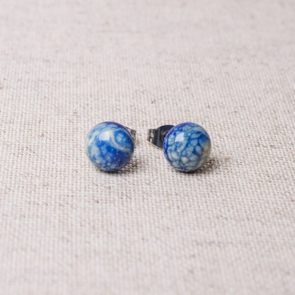 Ohrstecker blau/beige marmoriert